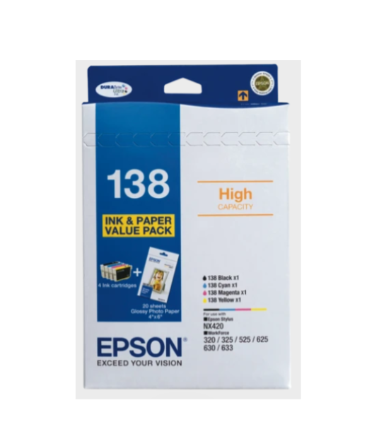 Genuine Epson 138 Inkjet Cartridges Value Pack 1bk1c1m1y Shopink Australia 8022