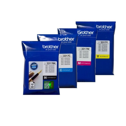 4 Pack Genuine Brother LC-3317 Ink Combo [1BK,1C,1M,1Y]