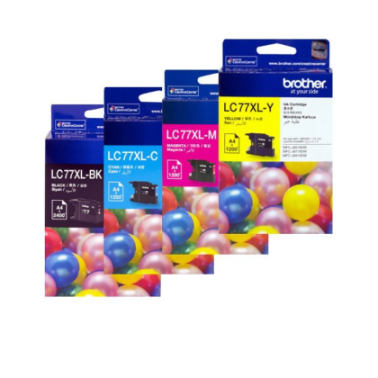 Genuine Brother LC-77XL High Yield  4-Ink Cartridges Value Pack