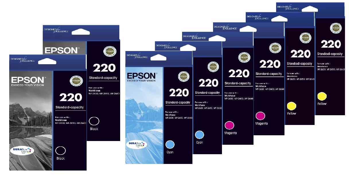 Epson 220 Genuine 2 Value Packs Original 8 INKS - Image 2
