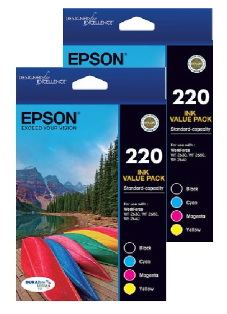 Epson 220 Genuine 2 Value Packs Original 8 INKS