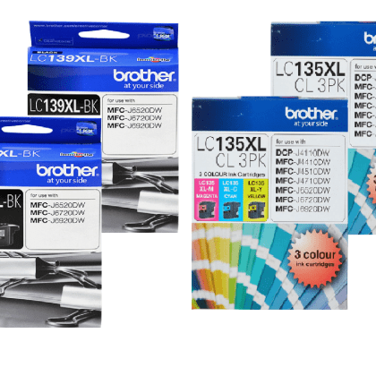 Brother LC 139XL Black and LC 135XL Colour Genuine 8-Inks Value Pack